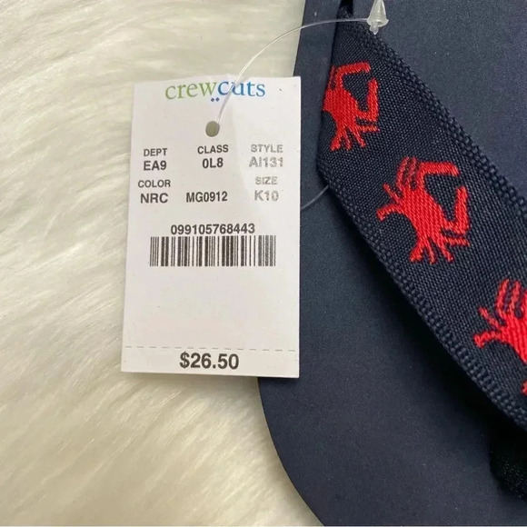 NWT J.Crew Factory Crewcuts Kids Crab Flip-Flops Navy Red Sandals Size K10 - Picture 9 of 10